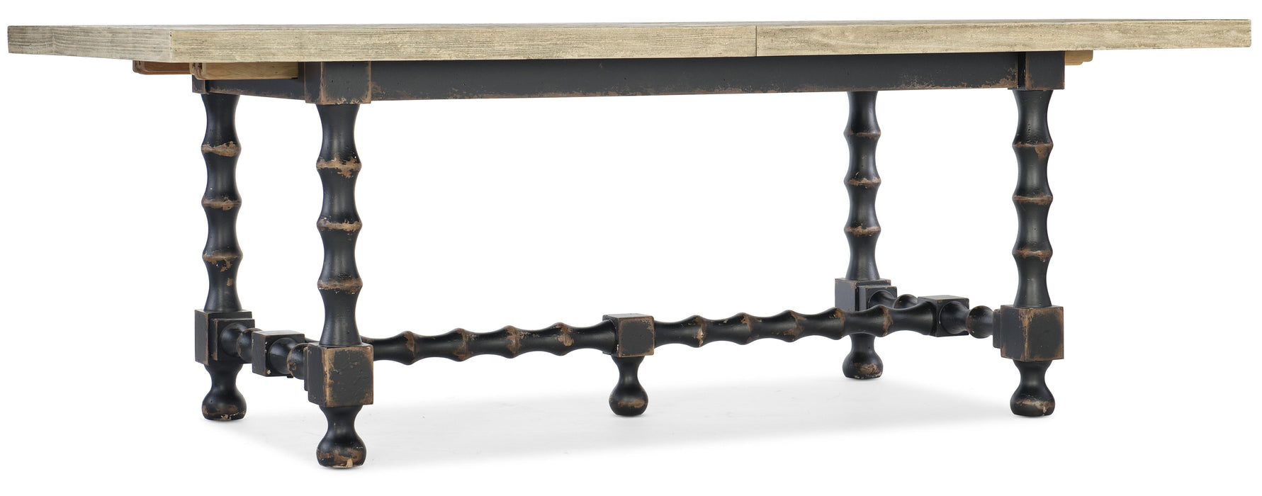 Ciao Bella 84in Trestle Table w/ 2-18in Leaves-Flaky White/Black - J. Patrick’s Furniture (Pooler, GA)