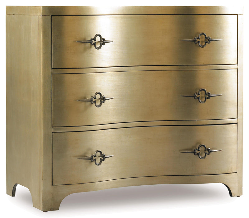 Sanctuary Three-Drawer Shaped Front Gold Chest - J. Patrick’s Furniture (Pooler, GA)