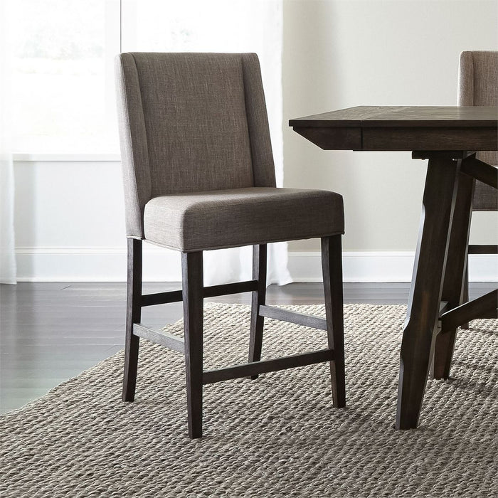 Liberty Furniture Double Bridge Upholstered Counter Chair (RTA) in Dark Chestnut (Set of 2) - J. Patrick’s Furniture (Pooler, GA)