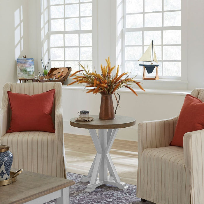 Liberty Furniture Summerville Round End Table in Soft White Wash - J. Patrick’s Furniture (Pooler, GA)