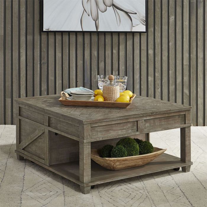Liberty Parkland Falls Square Lift Top Cocktail Table in Weathered Taupe - J. Patrick’s Furniture (Pooler, GA)