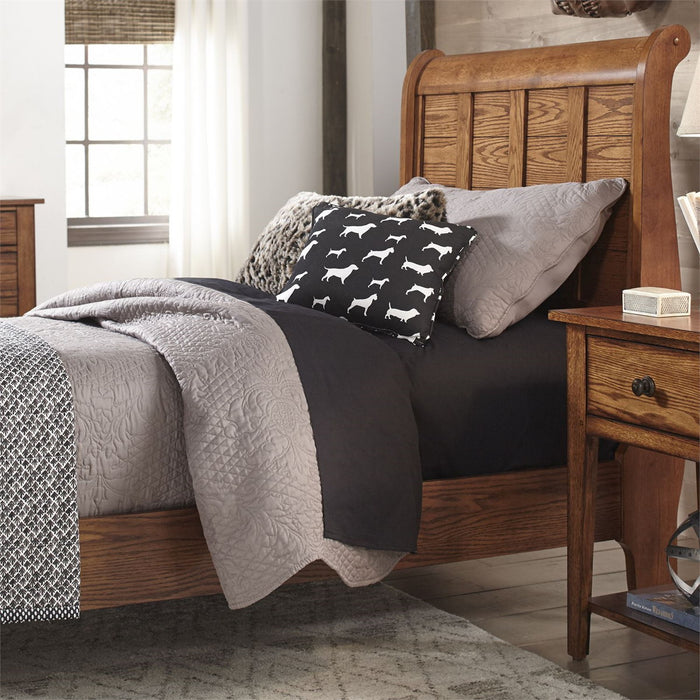 Liberty Furniture Grandpa's Cabin Youth Twin Sleigh Bed in Aged Oak - J. Patrick’s Furniture (Pooler, GA)