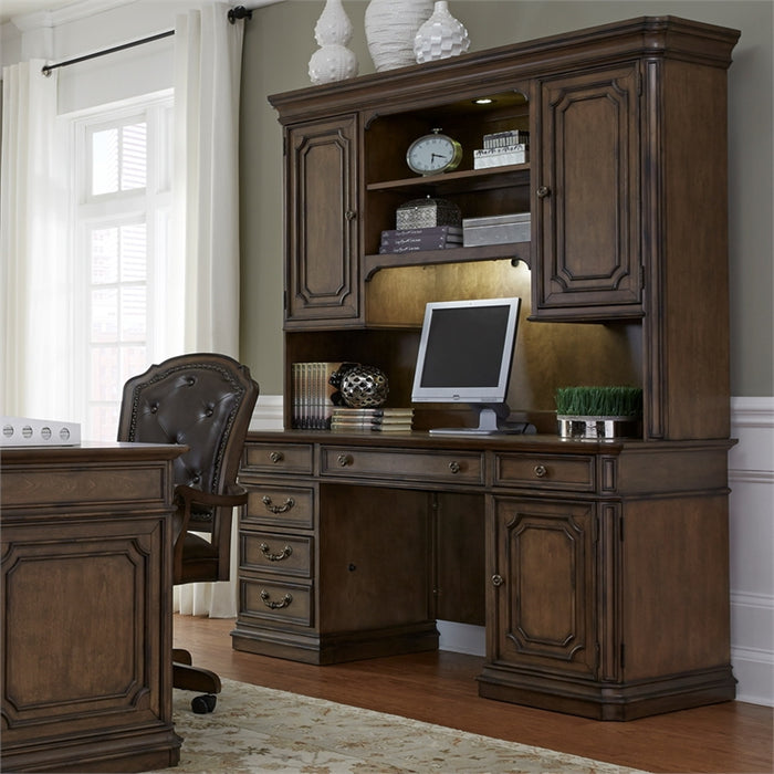Liberty Amelia Jr Executive Credenza with Hutch in Antique Toffee - J. Patrick’s Furniture (Pooler, GA)