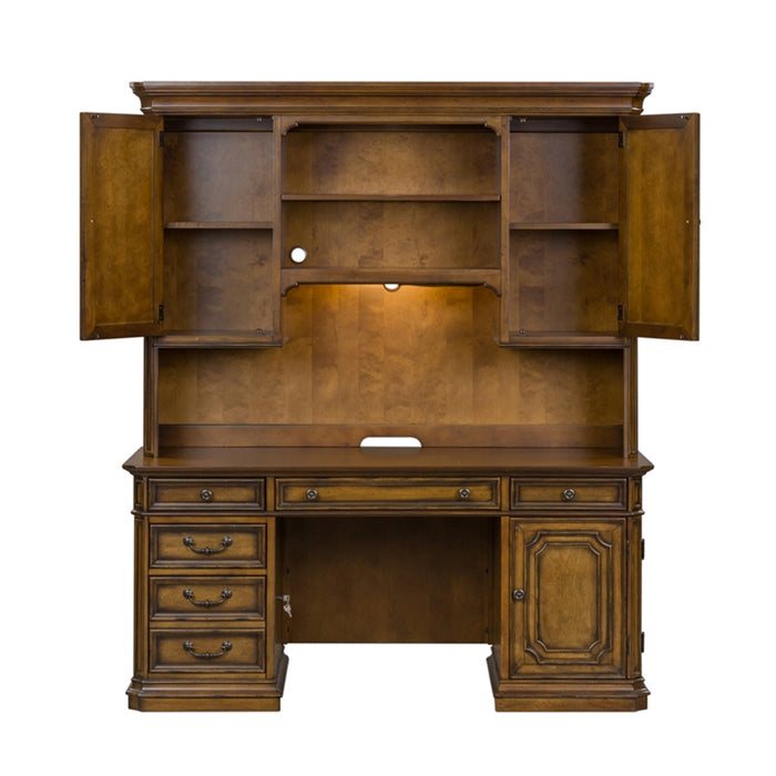 Liberty Amelia Jr Executive Credenza with Hutch in Antique Toffee - J. Patrick’s Furniture (Pooler, GA)