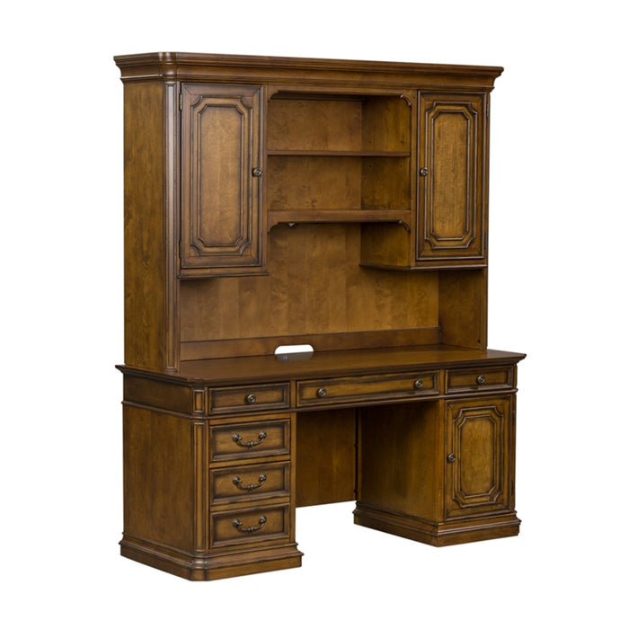 Liberty Amelia Jr Executive Credenza with Hutch in Antique Toffee - J. Patrick’s Furniture (Pooler, GA)