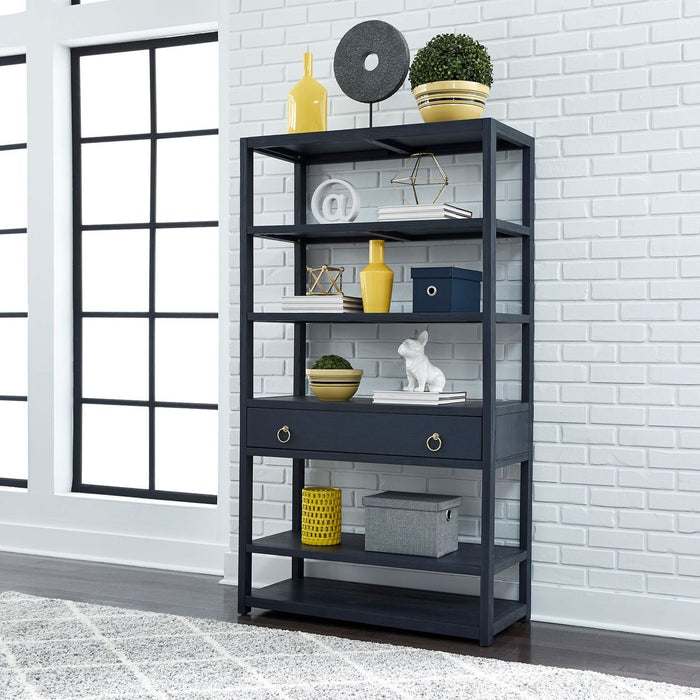 Liberty Furniture Midnight Accent Bookcase in Wire Brushed Denim - J. Patrick’s Furniture (Pooler, GA)