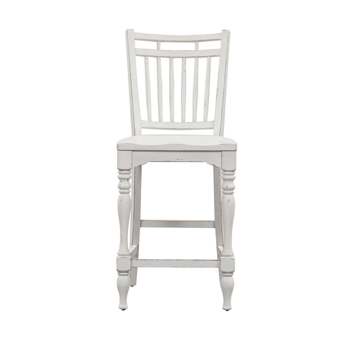 Liberty Furniture Magnolia Manor Spindle Back Counter Chair in Antique White - J. Patrick’s Furniture (Pooler, GA)