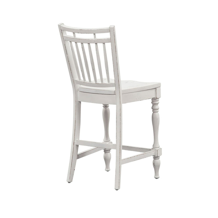 Liberty Furniture Magnolia Manor Spindle Back Counter Chair in Antique White - J. Patrick’s Furniture (Pooler, GA)