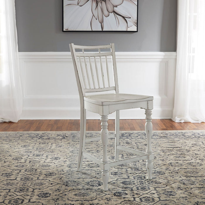Liberty Furniture Magnolia Manor Spindle Back Counter Chair in Antique White - J. Patrick’s Furniture (Pooler, GA)