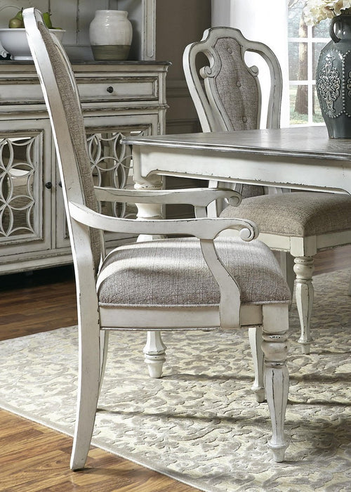 Liberty Furniture Magnolia Manor Upholstered Splat Back Arm Chair in Antique White (Set of 2) - J. Patrick’s Furniture (Pooler, GA)