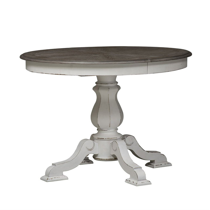 Liberty Furniture Magnolia Manor Round/Oval Pedestal Table in Antique White - J. Patrick’s Furniture (Pooler, GA)
