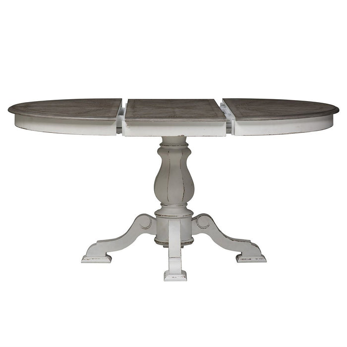 Liberty Furniture Magnolia Manor Round/Oval Pedestal Table in Antique White - J. Patrick’s Furniture (Pooler, GA)