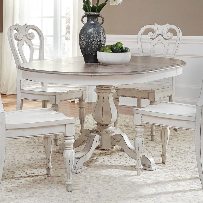 Liberty Furniture Magnolia Manor Round/Oval Pedestal Table in Antique White - J. Patrick’s Furniture (Pooler, GA)