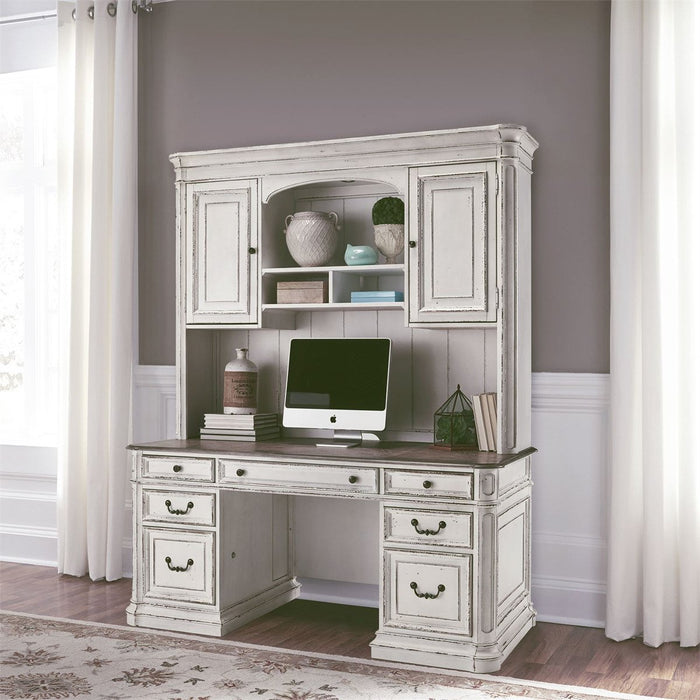 Liberty Magnolia Manor Credenza with Hutch in Antique White 244-HOJ-CHS - J. Patrick’s Furniture (Pooler, GA)