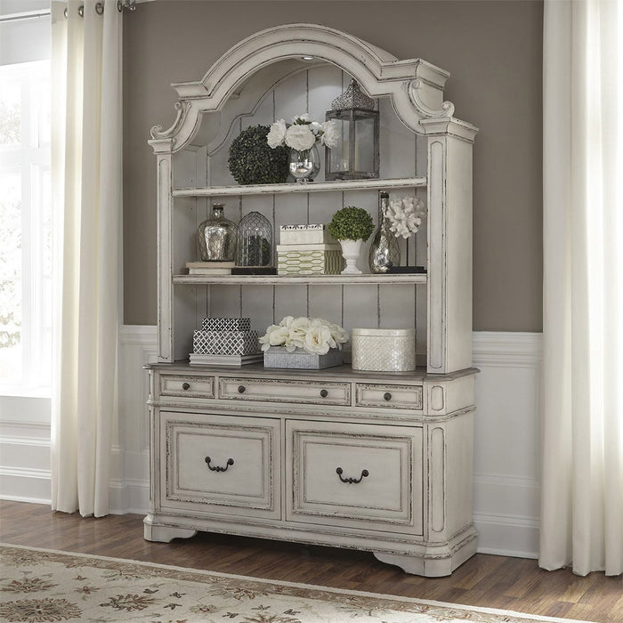 Liberty Magnolia Manor Credenza with Hutch in Antique White - J. Patrick’s Furniture (Pooler, GA)