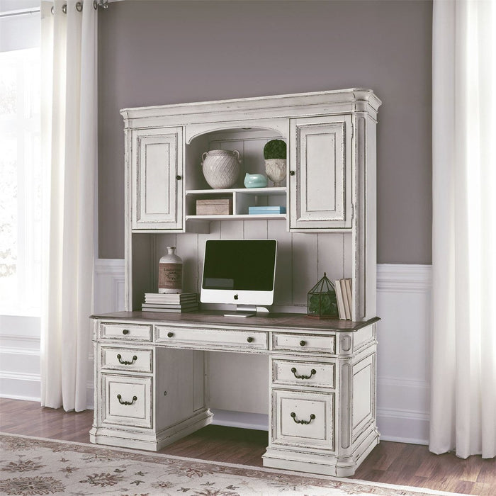 Liberty Magnolia Manor Credenza with Hutch in Antique White 244-HOJ-CHS - J. Patrick’s Furniture (Pooler, GA)