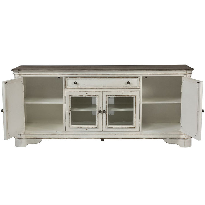 Liberty Magnolia Manor Entertainment TV Stand w/Hutch in Antique White - J. Patrick’s Furniture (Pooler, GA)