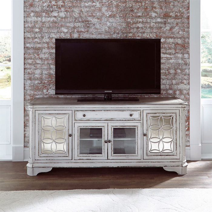 Liberty Magnolia Manor Entertainment TV Stand w/Hutch in Antique White - J. Patrick’s Furniture (Pooler, GA)