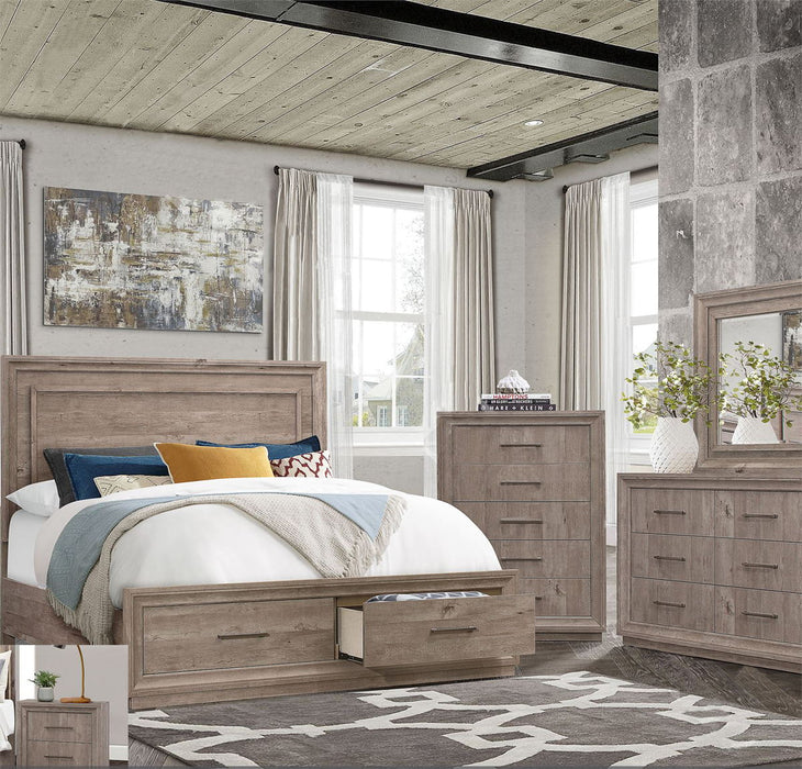Liberty Furniture Horizons Queen Panel Storage Bed with HB Lights in Graystone - J. Patrick’s Furniture (Pooler, GA)