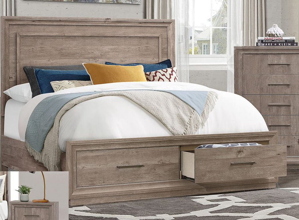 Liberty Furniture Horizons Queen Panel Storage Bed with HB Lights in Graystone - J. Patrick’s Furniture (Pooler, GA)