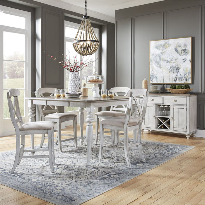 Liberty Furniture Ocean Isle Gathering Table in Antique White with Weathered Pine - J. Patrick’s Furniture (Pooler, GA)