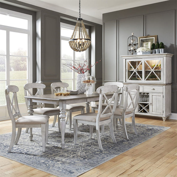 Liberty Furniture Ocean Isle Upholstered X Back Side Chair (RTA) in Antique White with Weathered Pine (Set of 2) - J. Patrick’s Furniture (Pooler, GA)