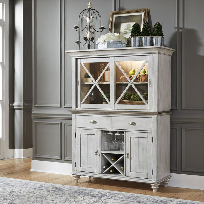 Liberty Furniture Ocean Isle Buffet in Antique White with Weathered Pine - J. Patrick’s Furniture (Pooler, GA)