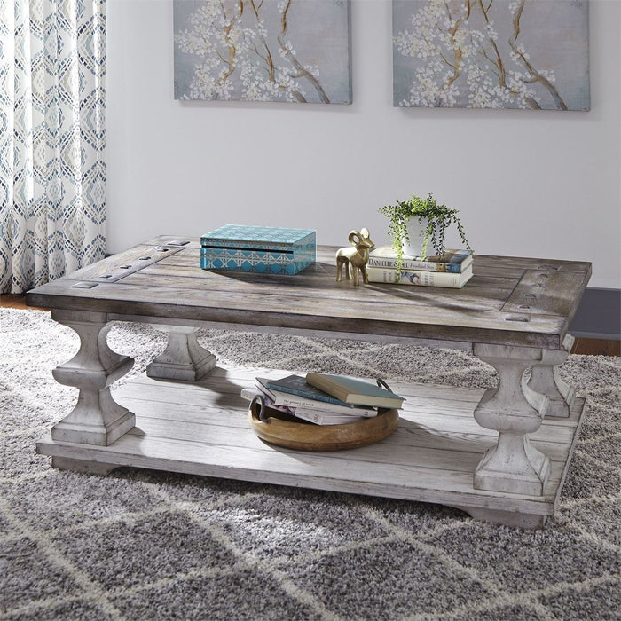 Liberty Sedona Cocktail Table in Heavy Distressed White - J. Patrick’s Furniture (Pooler, GA)