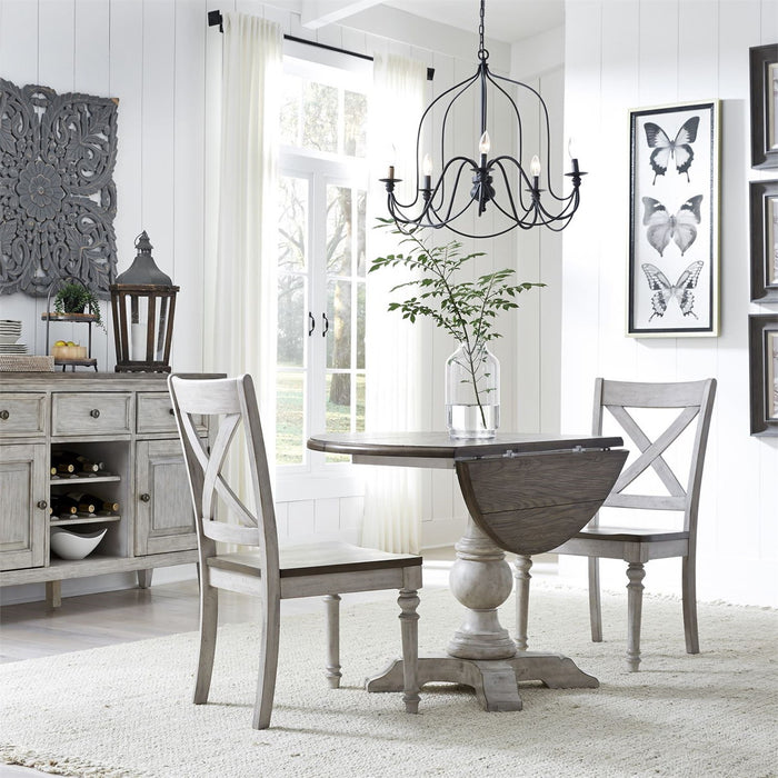 Liberty Furniture Cottage Lane Drop Leaf Single Pedestal Table in Antique White - J. Patrick’s Furniture (Pooler, GA)