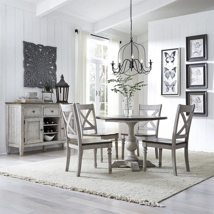 Liberty Furniture Cottage Lane Drop Leaf Single Pedestal Table in Antique White - J. Patrick’s Furniture (Pooler, GA)