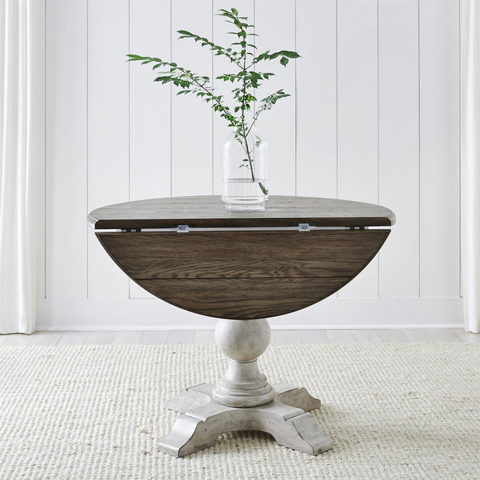 Liberty Furniture Cottage Lane Drop Leaf Single Pedestal Table in Antique White - J. Patrick’s Furniture (Pooler, GA)