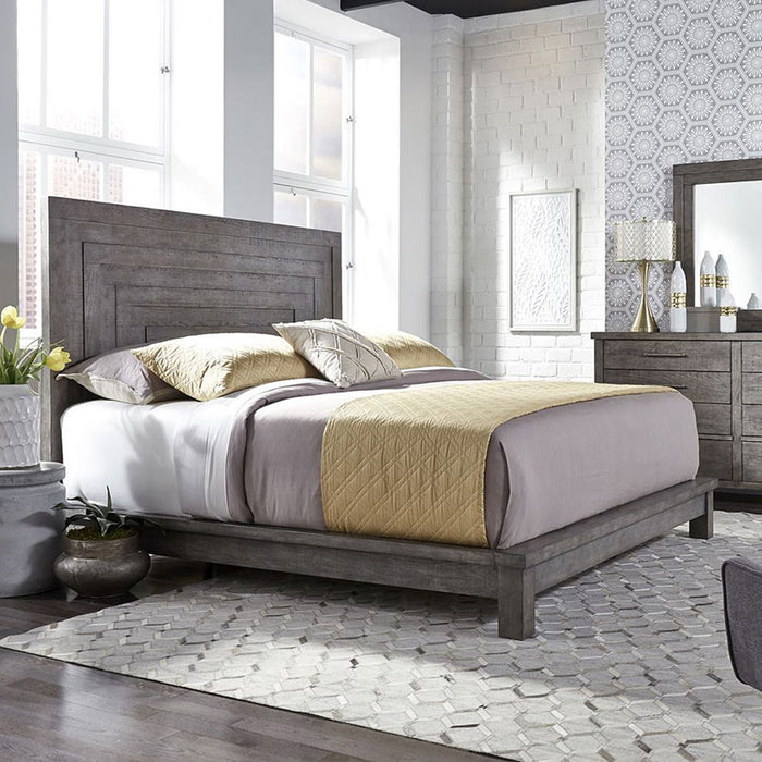 Liberty Furniture Modern Farmhouse King Platform Bed in Dusty Charcoal - J. Patrick’s Furniture (Pooler, GA)