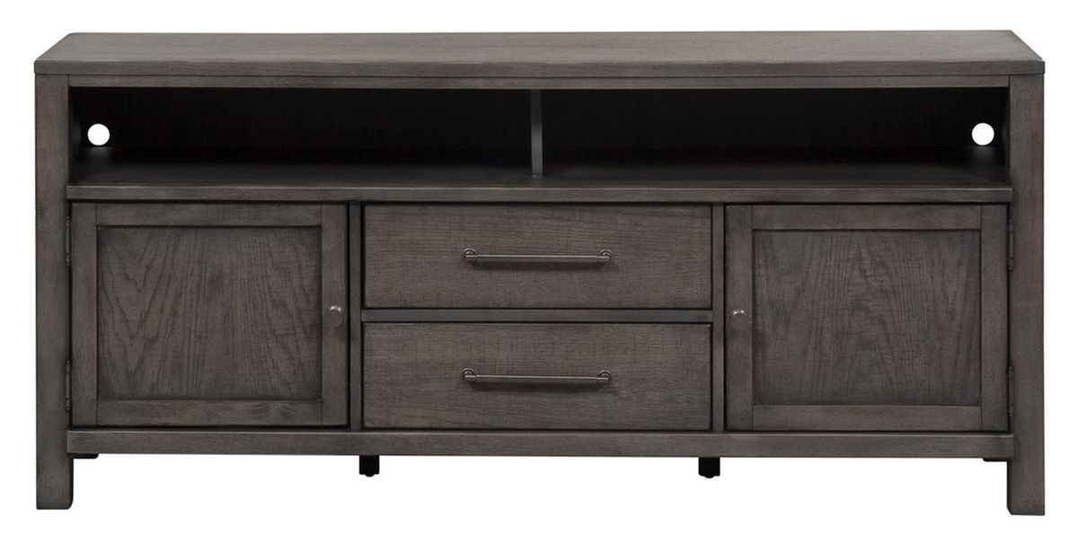 Liberty Modern Farmhouse 66" Entertainment Center with Piers in Dusty Charcoal - J. Patrick’s Furniture (Pooler, GA)