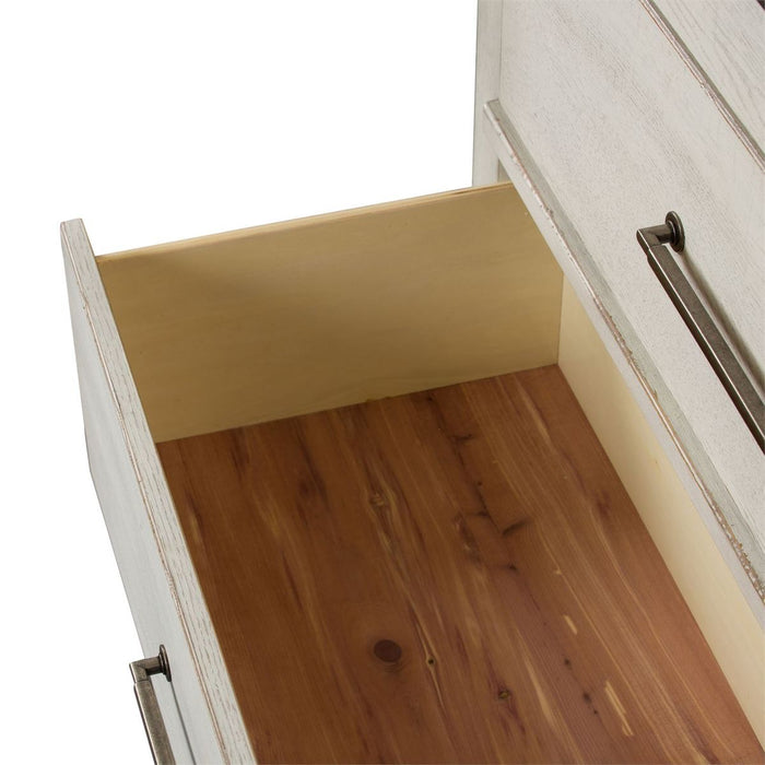 Liberty Modern Farmhouse 5 Drawer Chest in White - J. Patrick’s Furniture (Pooler, GA)