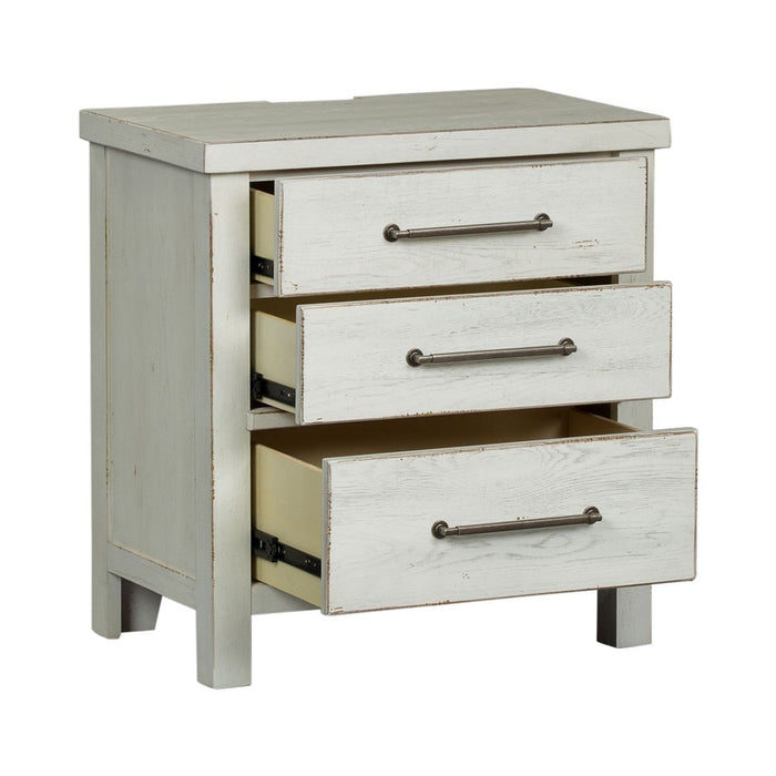 Liberty Modern Farmhouse 3 Drawer Nightstand in White - J. Patrick’s Furniture (Pooler, GA)