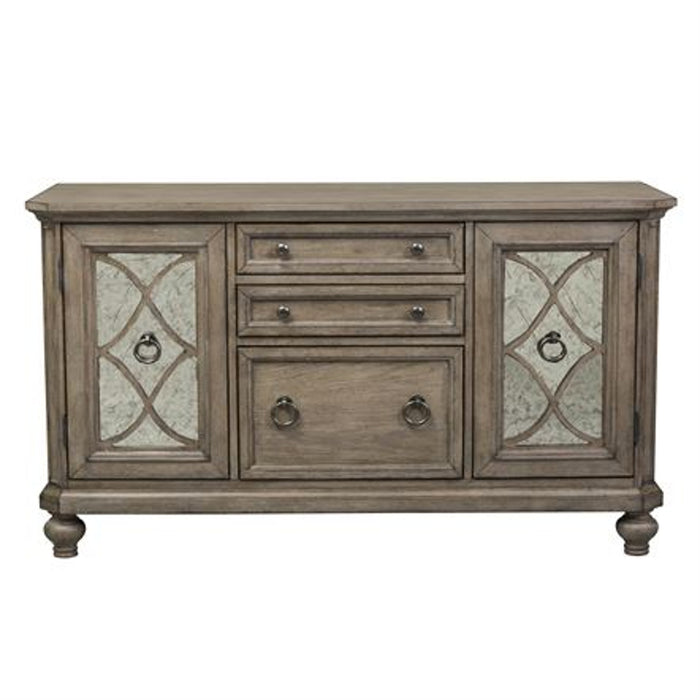Liberty Simply Elegant Credenza with Hutch in Heathered Taupe - J. Patrick’s Furniture (Pooler, GA)