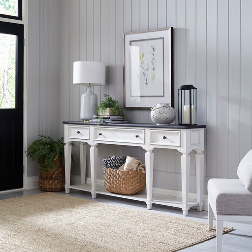 Allyson Park 72" Hall Table in Wirebrushed White with Charcoal Top EST SHIP TIME APPX 4 WEEKS image