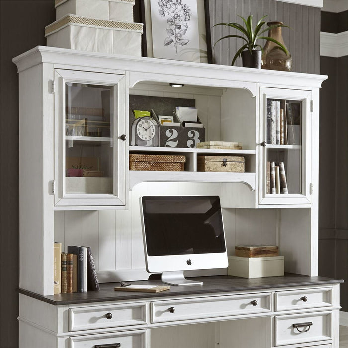Liberty Allyson Park Jr. Executive Credenza with Hutch in Wirebrushed White - J. Patrick’s Furniture (Pooler, GA)