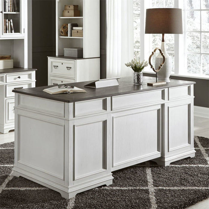 Liberty Allyson Park Jr. Executive Desk in Wirebrushed White - J. Patrick’s Furniture (Pooler, GA)