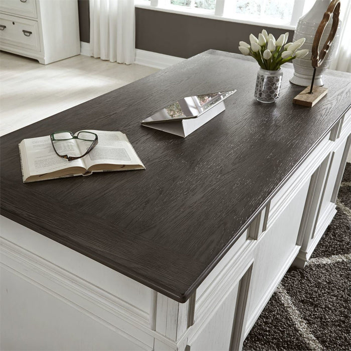 Liberty Allyson Park Jr. Executive Desk in Wirebrushed White - J. Patrick’s Furniture (Pooler, GA)