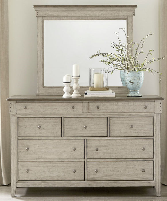 Liberty Furniture Ivy Hollow Landscape Mirror in Weathered Linen - J. Patrick’s Furniture (Pooler, GA)
