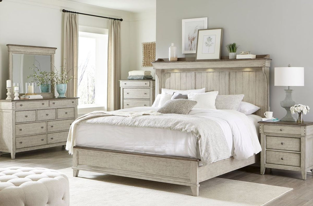 Liberty Furniture Ivy Hollow Queen Mantle Bed in Weathered Linen - J. Patrick’s Furniture (Pooler, GA)