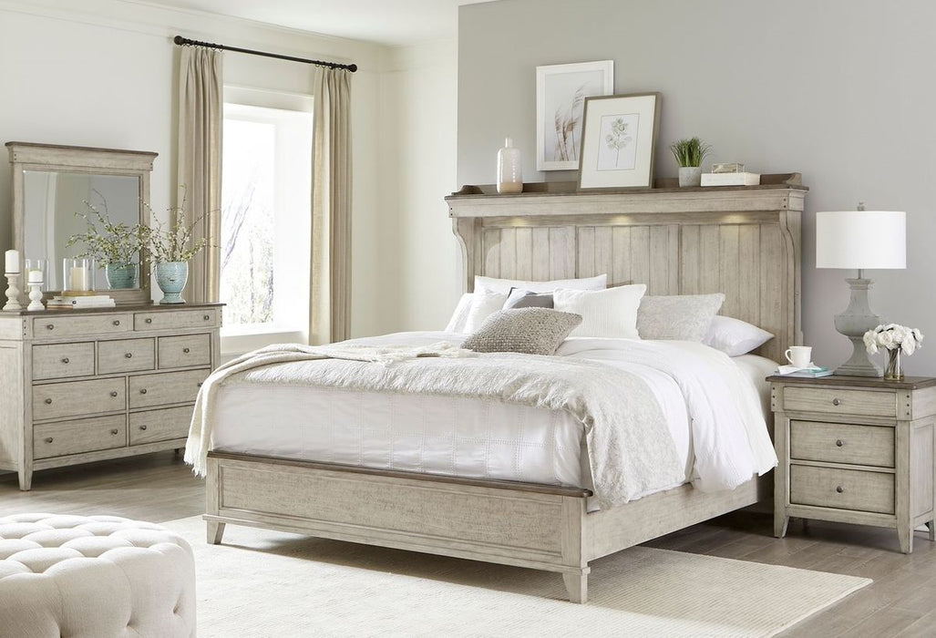 Liberty Furniture Ivy Hollow 3 Drawer Nightstand w/ Charging Station in Weathered Linen - J. Patrick’s Furniture (Pooler, GA)
