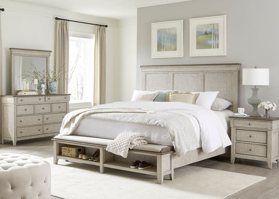 Liberty Furniture Ivy Hollow King Storage Bed in Weathered Linen - J. Patrick’s Furniture (Pooler, GA)
