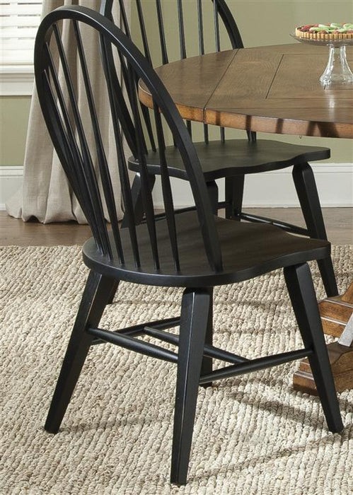 Liberty Furniture Hearthstone Windsor Back Side Chair in Black (Set of 2) - J. Patrick’s Furniture (Pooler, GA)