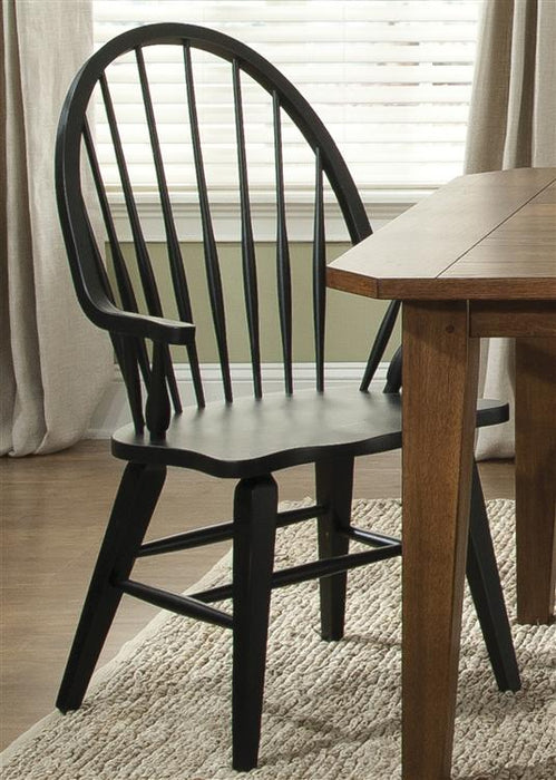 Liberty Furniture Hearthstone Windsor Back Arm Chair in Black (Set of 2) - J. Patrick’s Furniture (Pooler, GA)