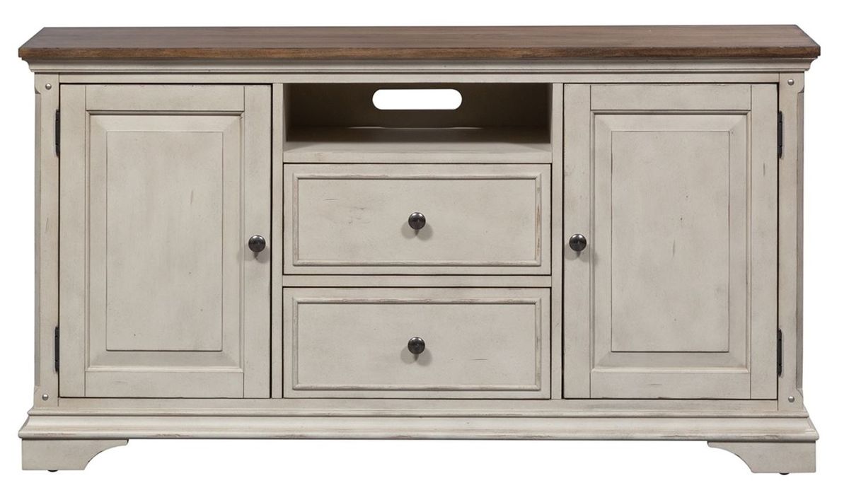 Liberty Morgan Creek 66" Entertainment TV Stand with Hutch Antique White - J. Patrick’s Furniture (Pooler, GA)