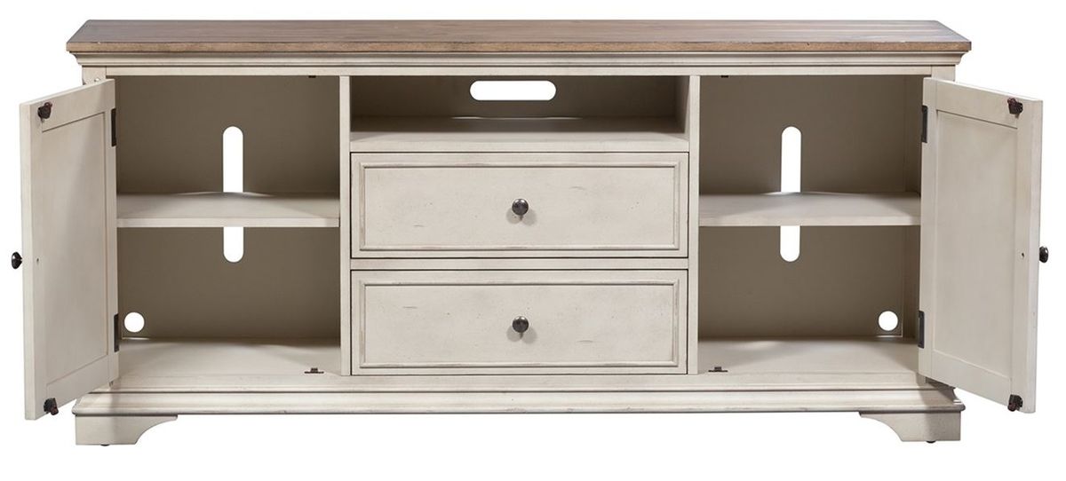 Liberty Morgan Creek 66" TV Console in Antique White - J. Patrick’s Furniture (Pooler, GA)