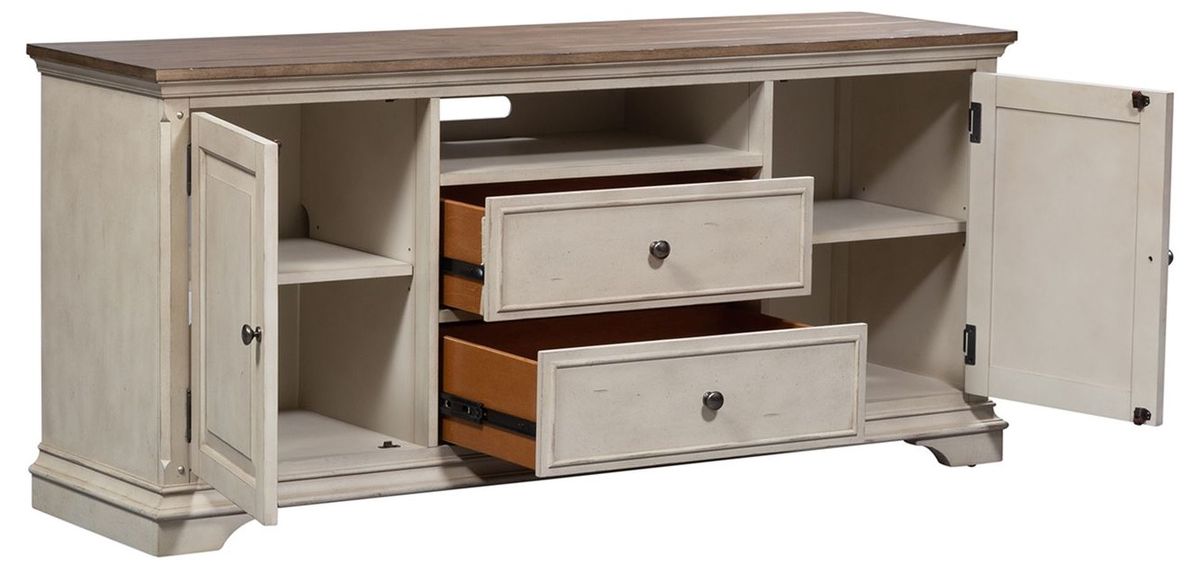 Liberty Morgan Creek 66" TV Console in Antique White - J. Patrick’s Furniture (Pooler, GA)