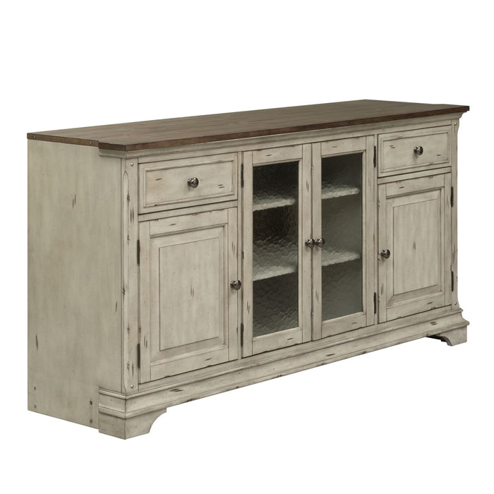 Liberty Morgan Creek Entertainment TV Stand in Antique White Finish with Wire Brushed Tobacco Accents - J. Patrick’s Furniture (Pooler, GA)
